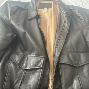 St John’s Bay Leather Bomber Coat- Men’s XL-Good Condition